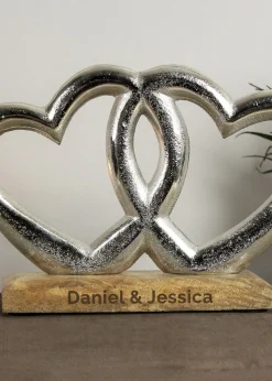 Personalised Memento Company Wood Double Heart Ornament
