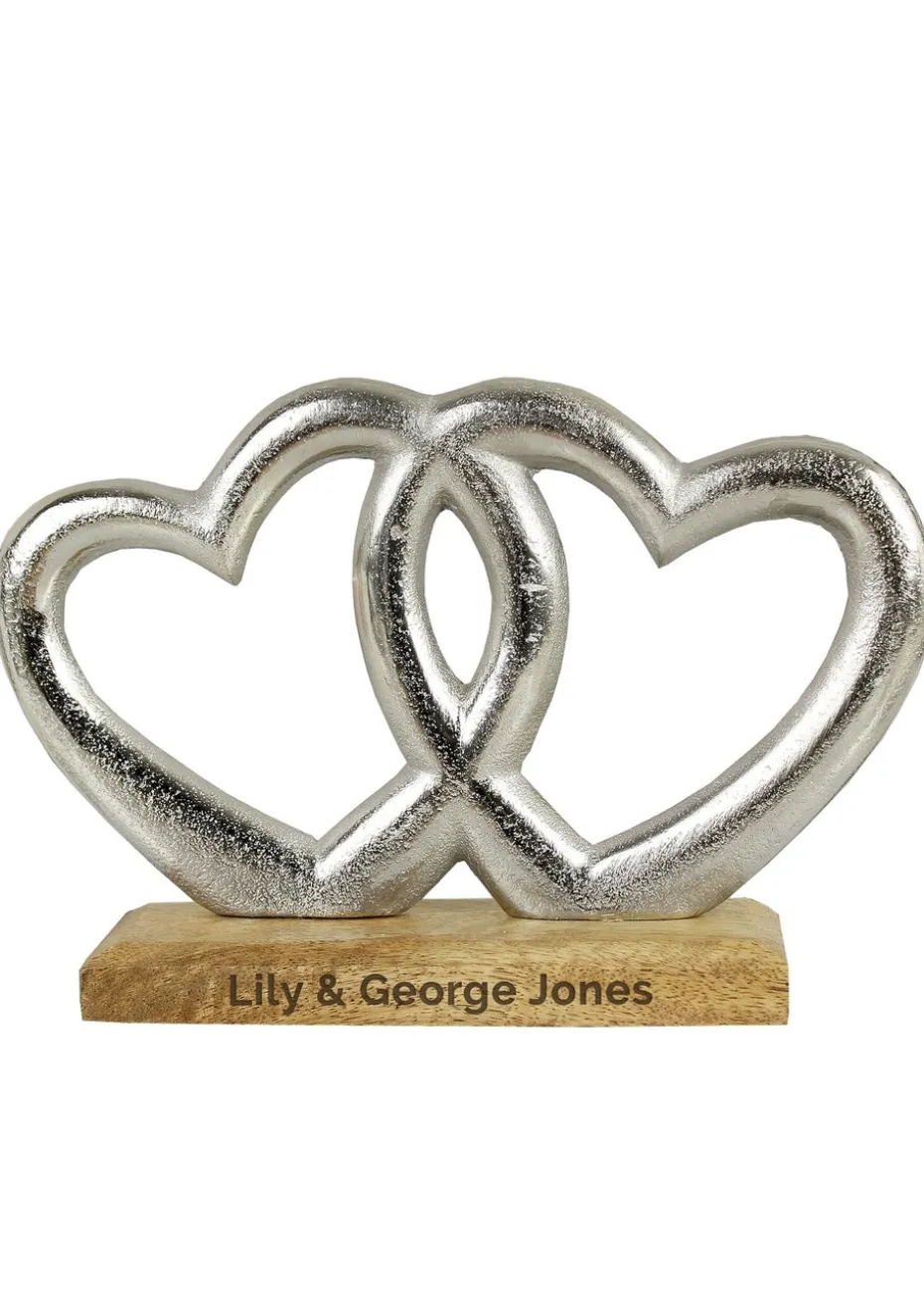 Personalised Memento Company Wood Double Heart Ornament