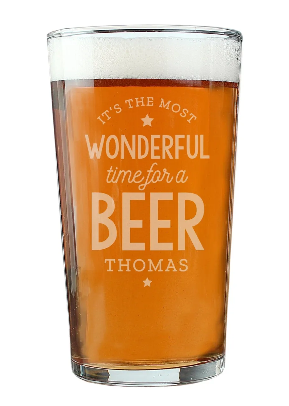 Personalised Memento Company Clear Wonderful Time For A Beer Pint Glass