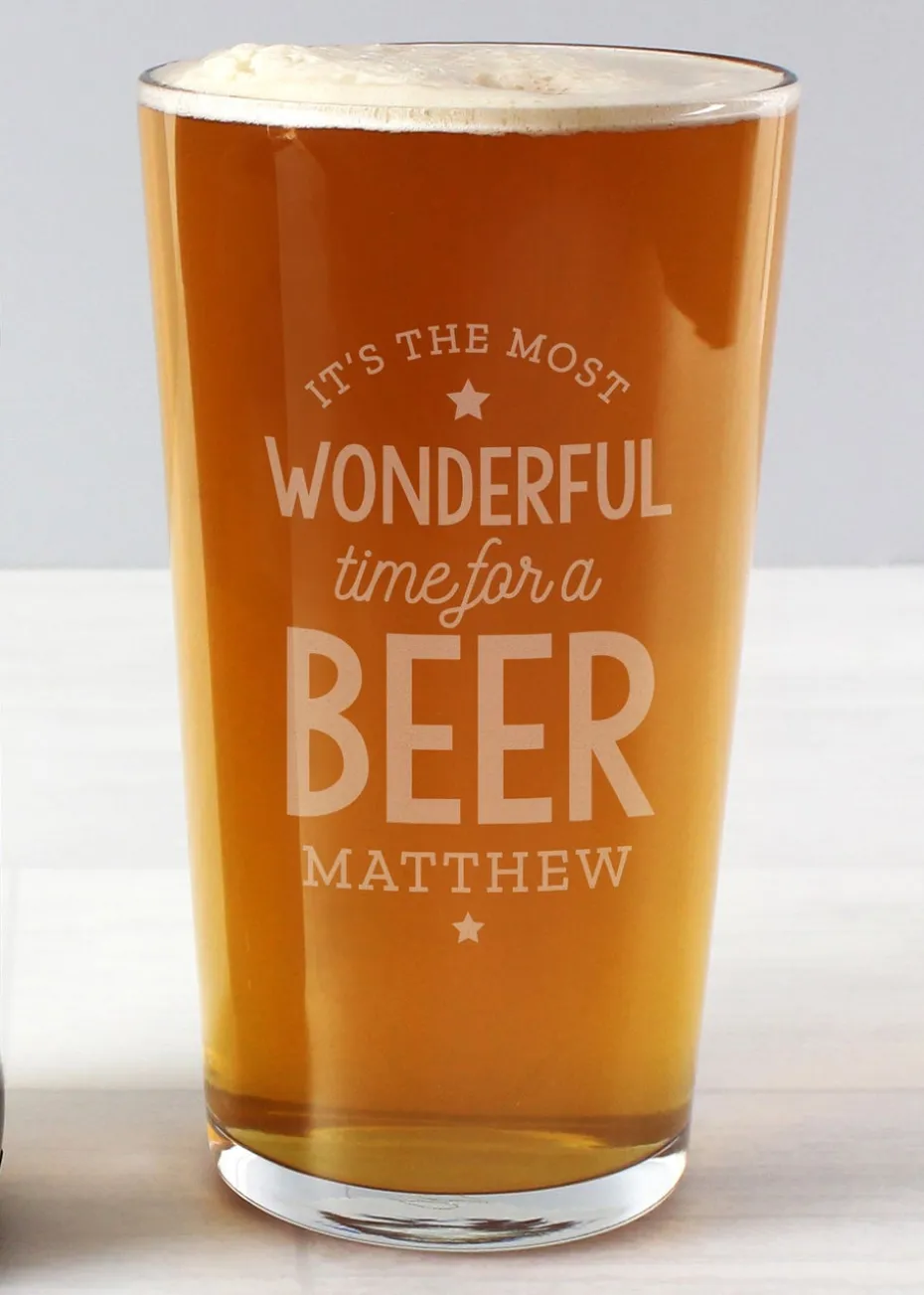 Personalised Memento Company Clear Wonderful Time For A Beer Pint Glass