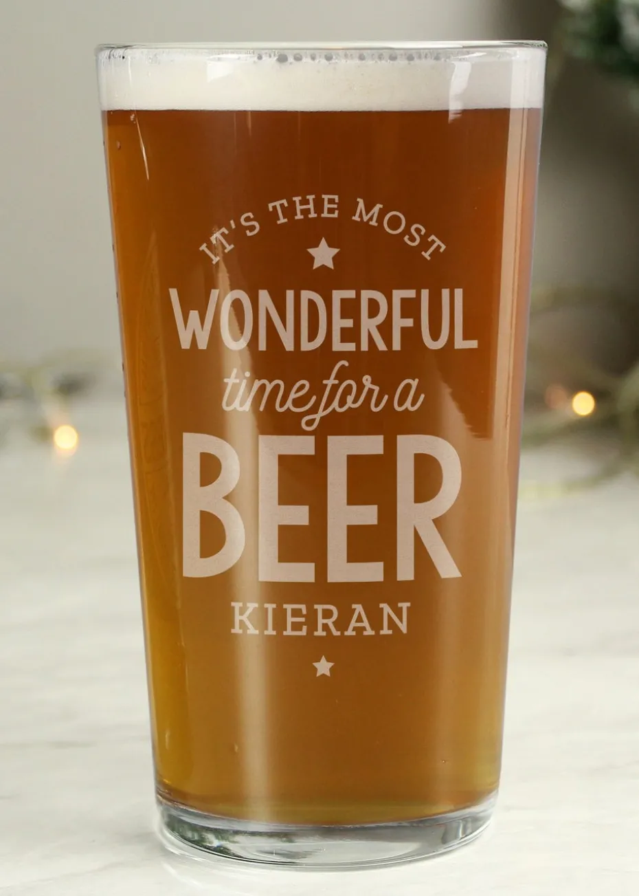 Personalised Memento Company Clear Wonderful Time For A Beer Pint Glass