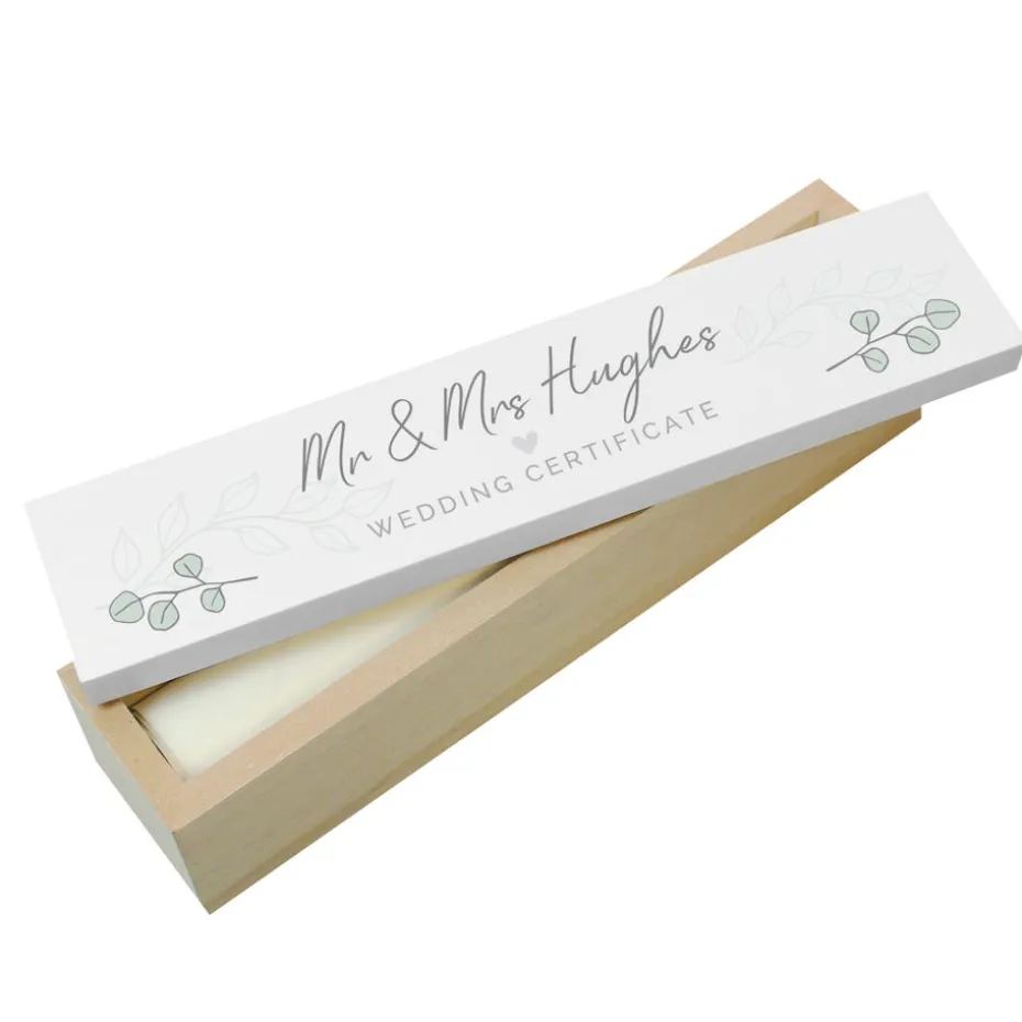 Personalised Memento Company Wood Botanical Leaves Certificate Holder