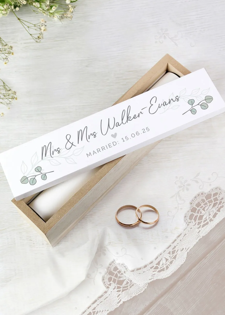 Personalised Memento Company Wood Botanical Leaves Certificate Holder