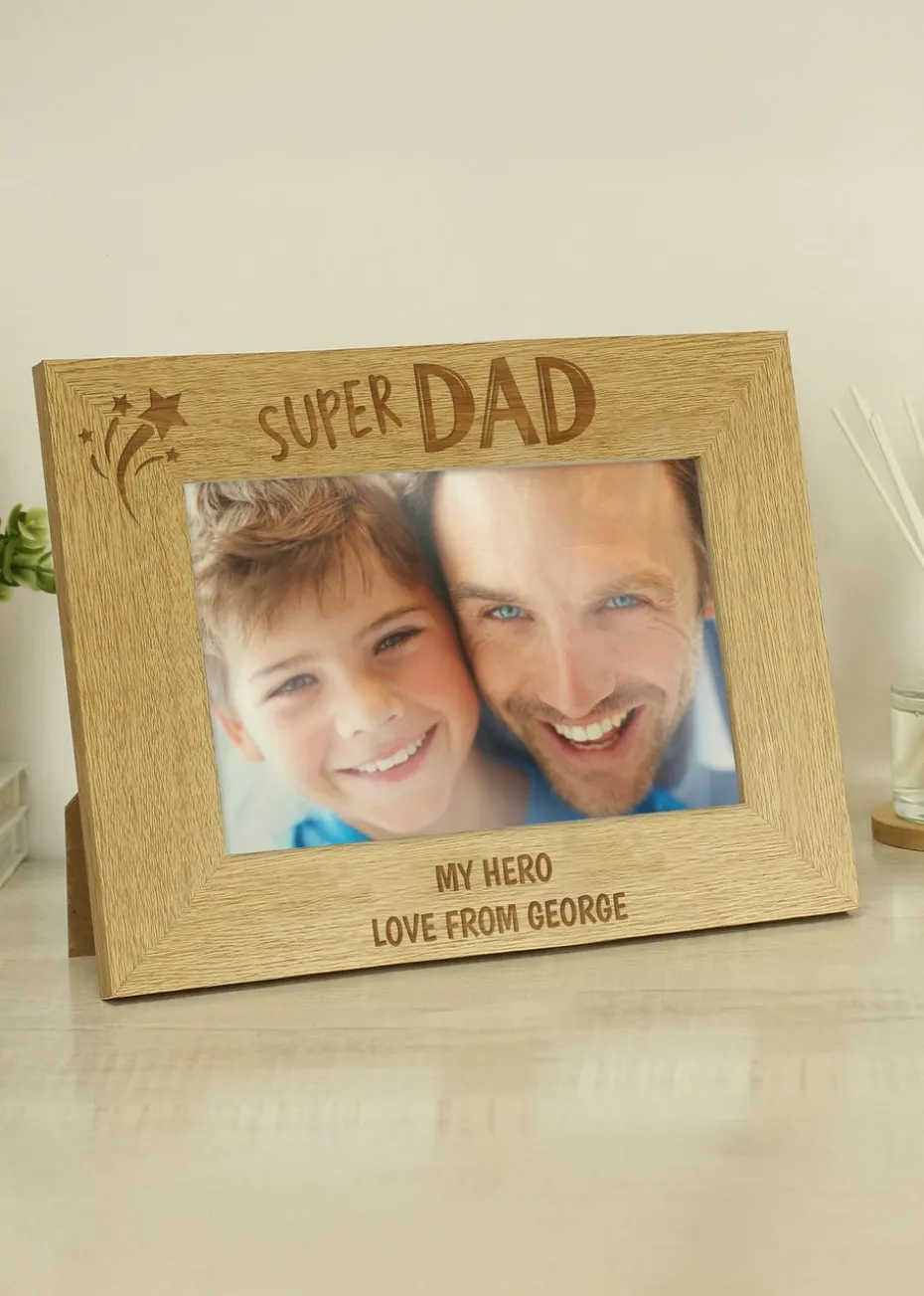 Personalised Memento Company Brown Super Dad Wooden Frame