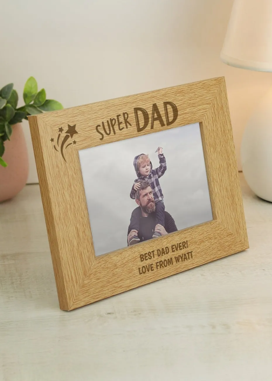 Personalised Memento Company Brown Super Dad Wooden Frame