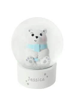 Personalised Memento Company White Polar Bear Any Name Snow Globe