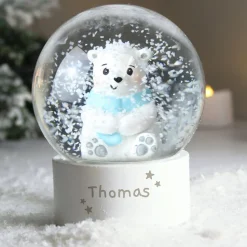 Personalised Memento Company White Polar Bear Any Name Snow Globe