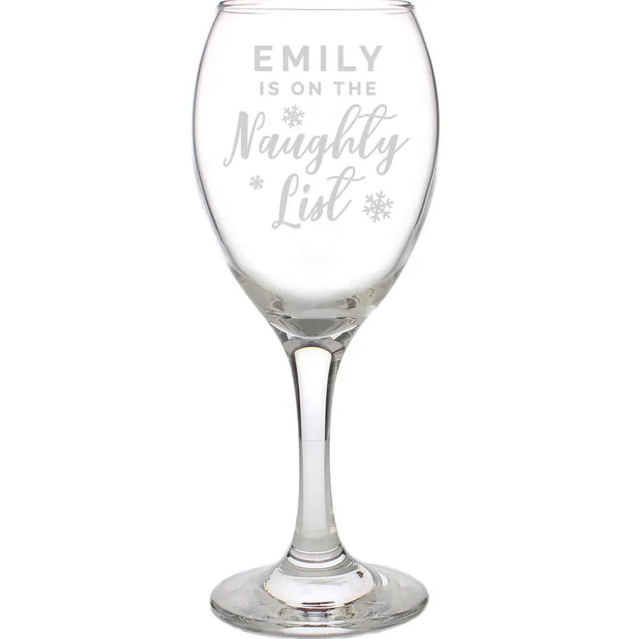 Personalised Memento Company Clear I'm On The Naughty List Wine Glass
