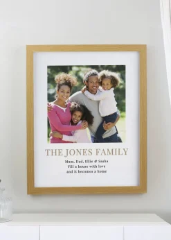 Personalised Memento Company White Square Photo Upload Oak Poster Frame