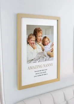 Personalised Memento Company White Square Photo Upload Oak Poster Frame