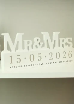 Personalised Memento Company Special Date Wooden Mr & Mrs Ornament