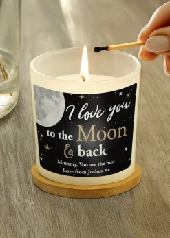 Personalised Memento Company Cream Moon & Back Scented Jar Candle