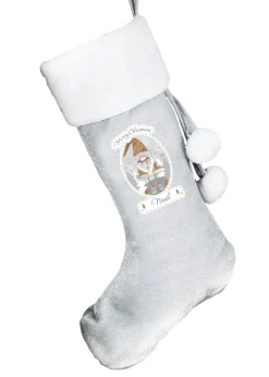 Personalised Memento Company Grey Christmas Gonk Silver Stocking
