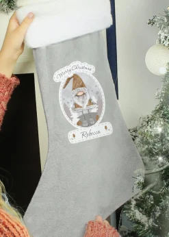 Personalised Memento Company Grey Christmas Gonk Silver Stocking