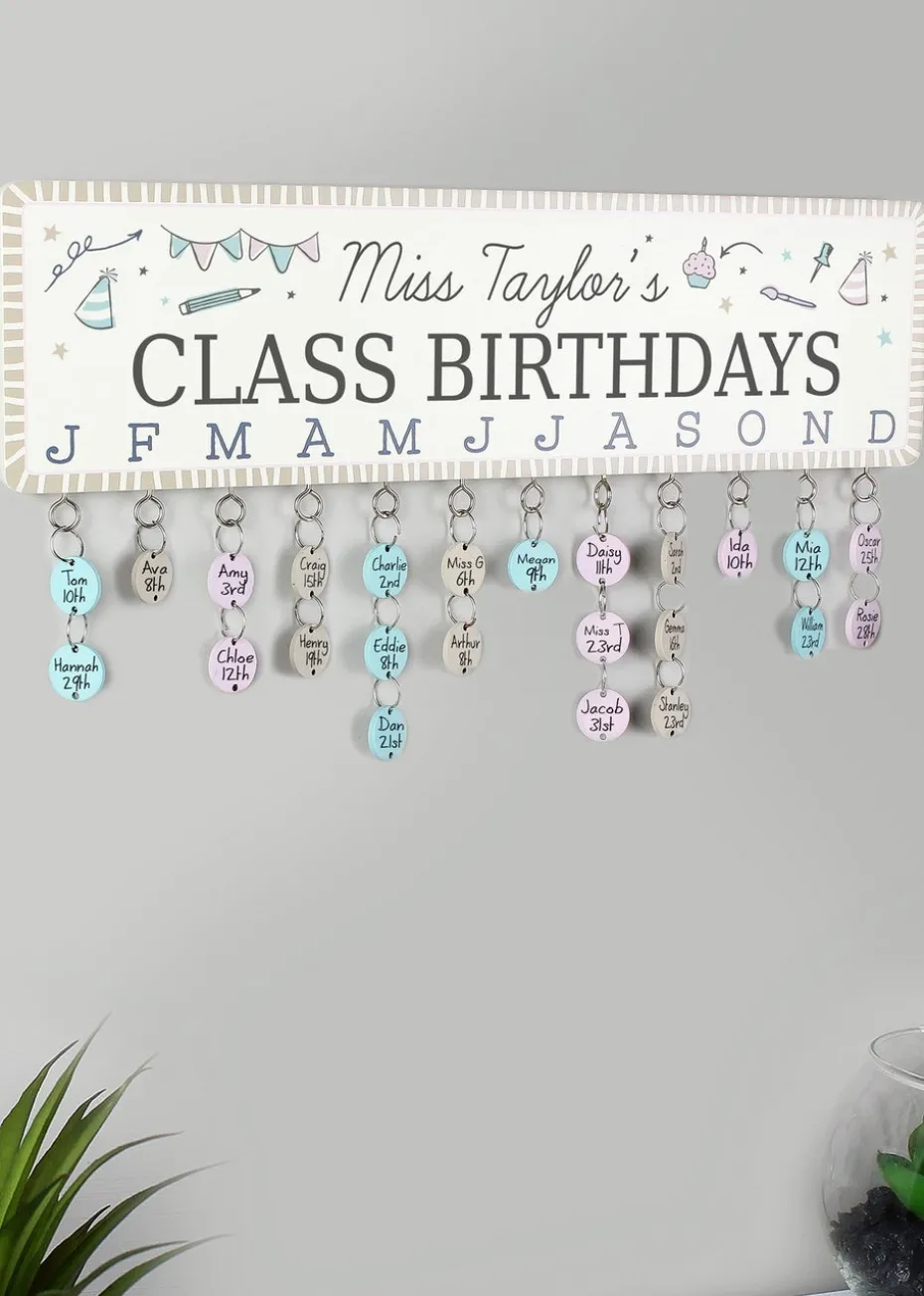 Personalised Memento Company White Classroom Office Birthday Planner Plaque with Customisable Discs