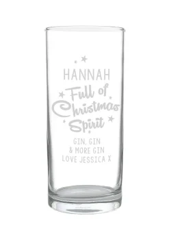 Personalised Memento Company Clear Full Of Christmas Spirit Hi Ball Glass