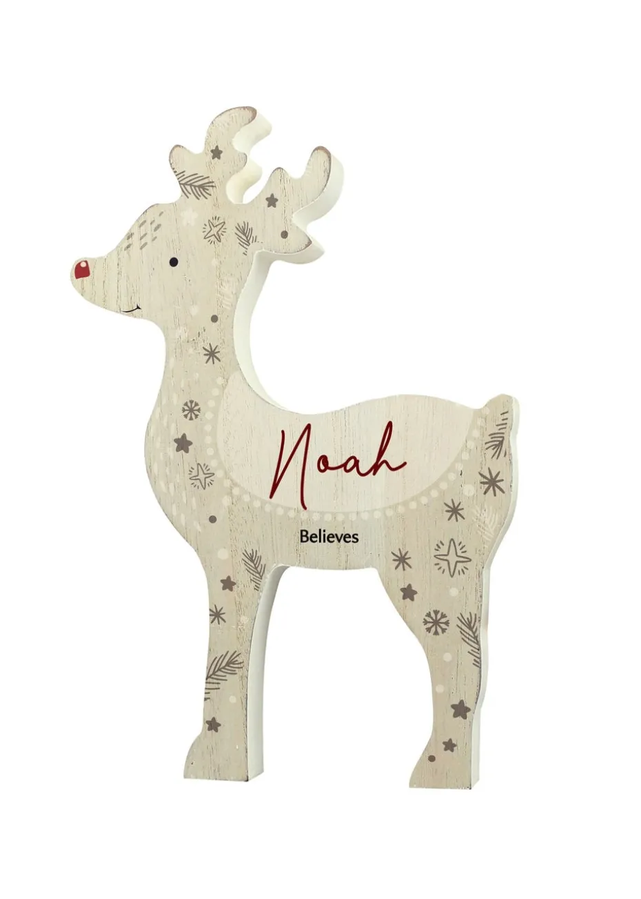 Personalised Memento Company Wood Red Nosed Reindeer Ornament