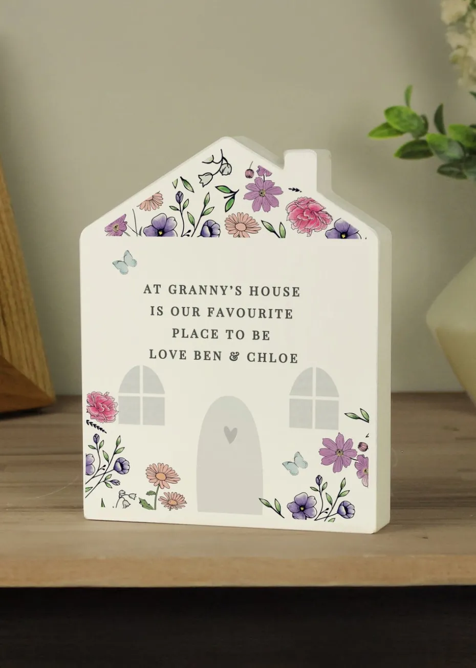 Personalised Memento Company Home Wildflower White Wooden House Ornament