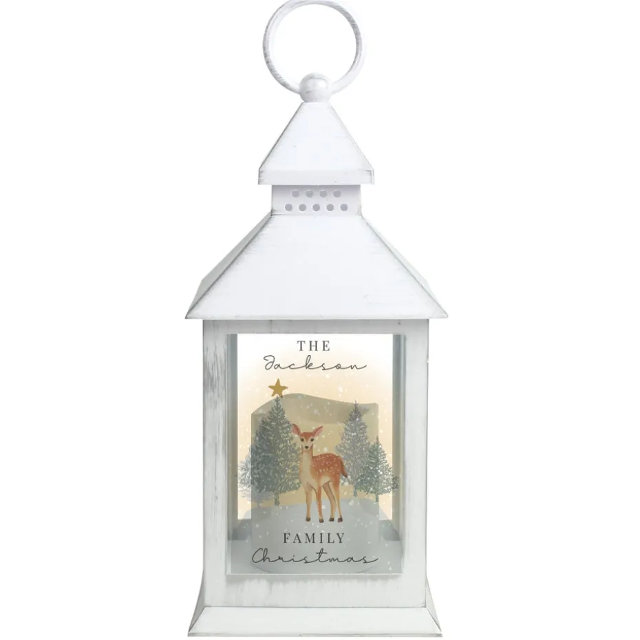Personalised Memento Company White Christmas Deer White LED Lantern
