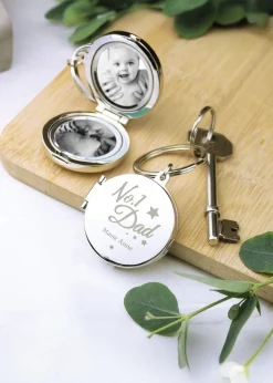 Personalised Memento Company Silver No.1 Dad Photo Keyring