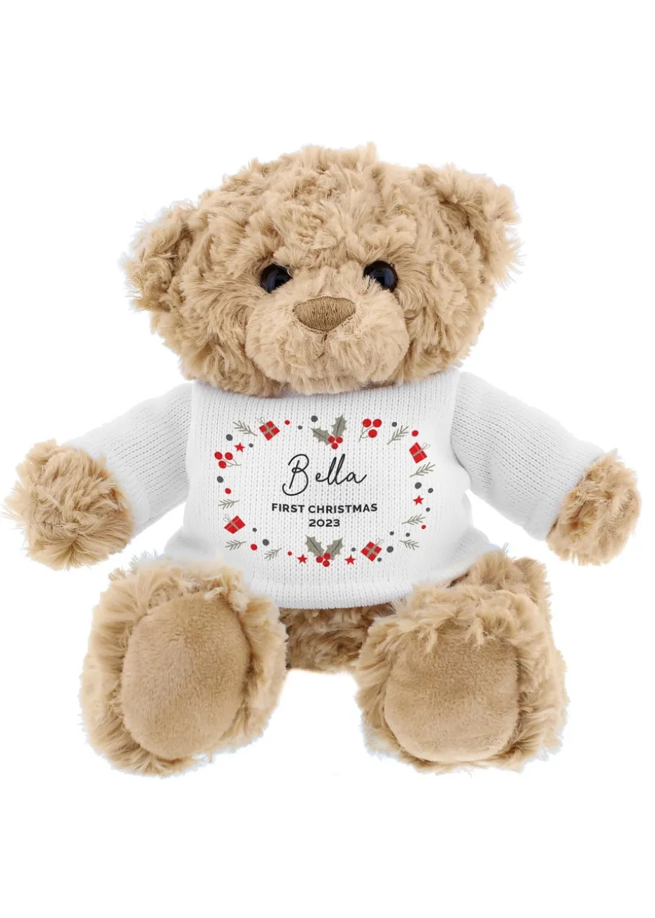 Personalised Memento Company Brown Christmas Teddy Bear