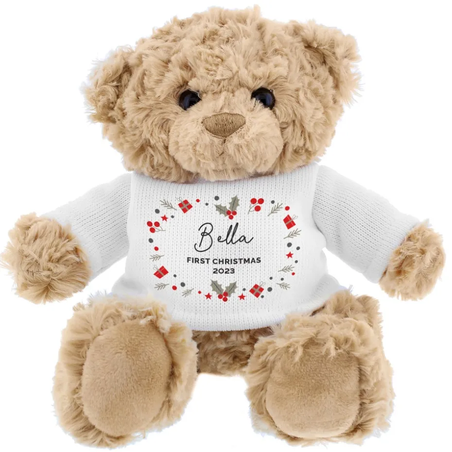 Personalised Memento Company Brown Christmas Teddy Bear