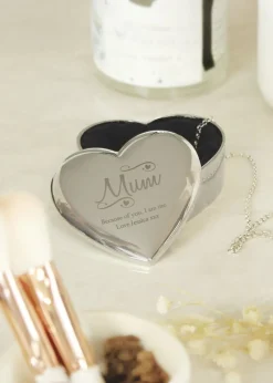 Personalised Memento Company Silver Mum Swirls & Hearts Trinket Box