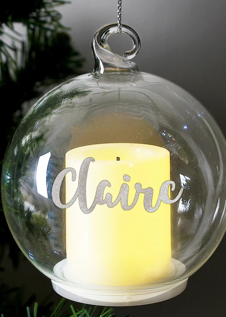 Personalised Memento Company Clear Christmas LED Candle Bauble