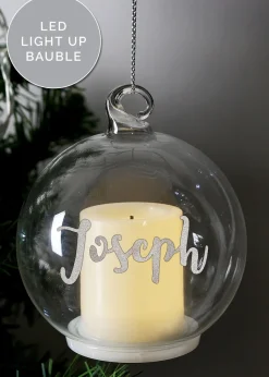 Personalised Memento Company Clear Christmas LED Candle Bauble