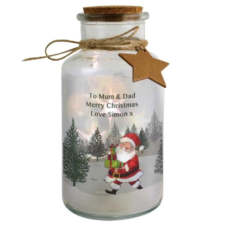 Personalised Memento Company Clear Santa LED Glass Jar