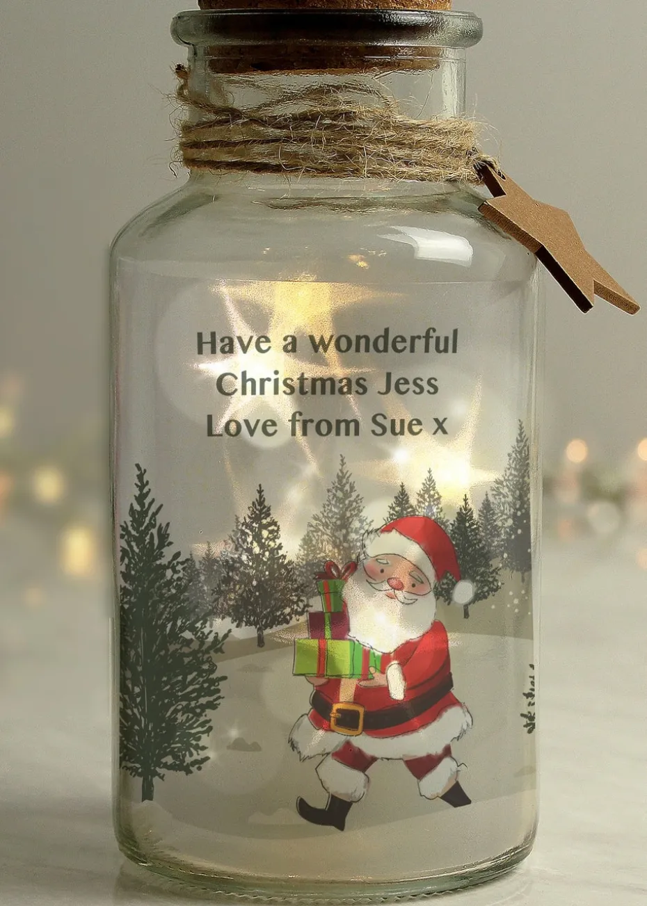 Personalised Memento Company Clear Santa LED Glass Jar