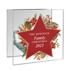 Personalised Memento Company Clear Christmas Glass Tea Light Candle Holder