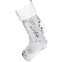 Personalised Memento Company Grey Holly Christmas Stocking