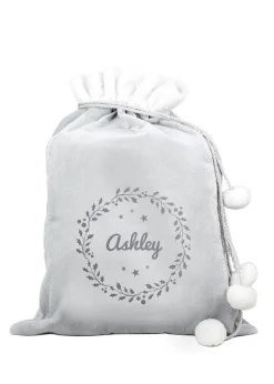 Personalised Memento Company Grey Holly Christmas Sack