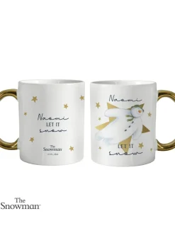 Personalised Memento Company White The Snowman Let it Snow Gold Handed Mug