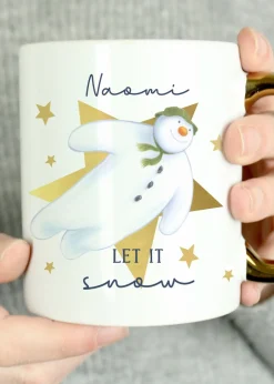 Personalised Memento Company White The Snowman Let it Snow Gold Handed Mug