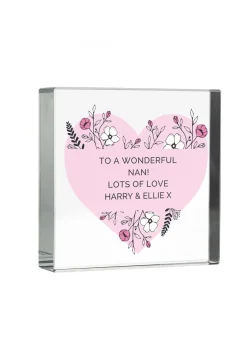 Personalised Memento Company Pink Floral Clear Glass Ornament