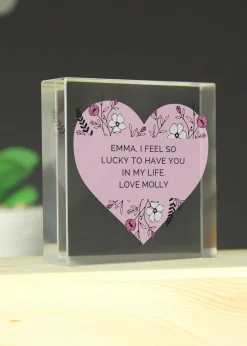 Personalised Memento Company Pink Floral Clear Glass Ornament