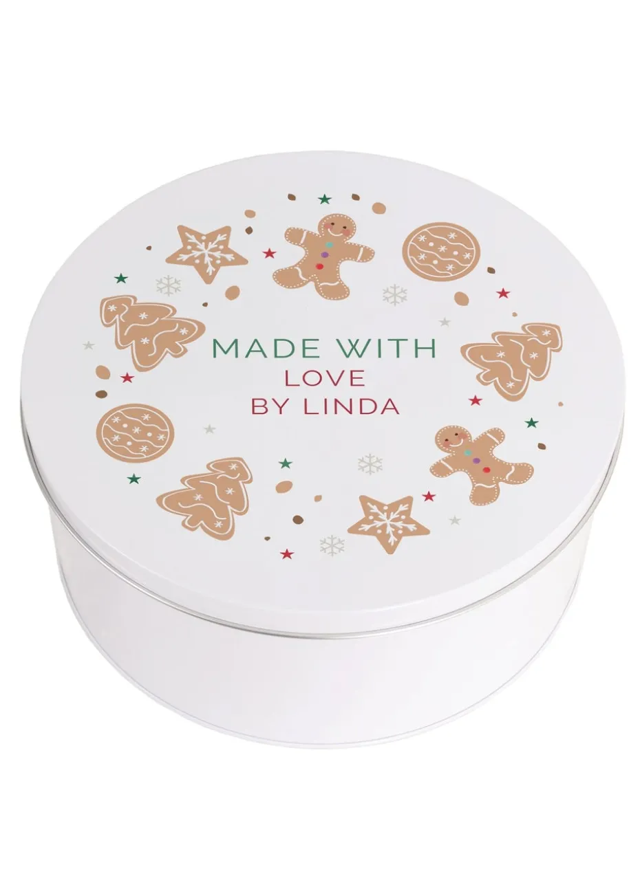 Personalised Memento Company White Christmas Cookies Cake Tin