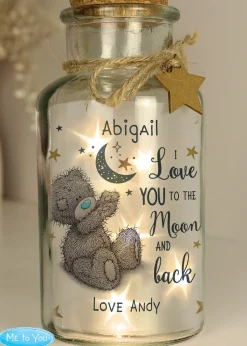 Personalised Memento Company Me To You Moon & Back LED Glass Jar