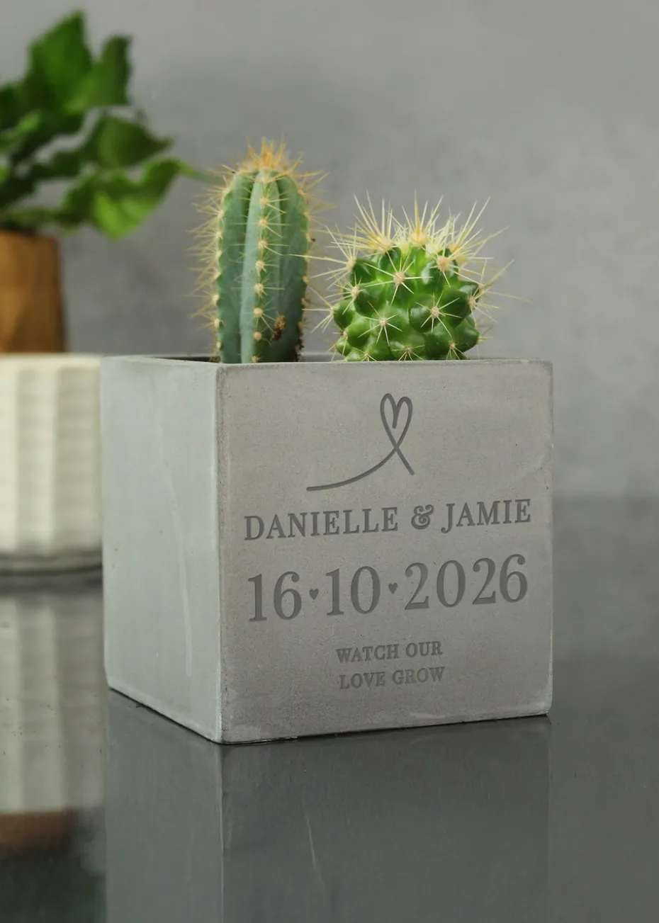 Personalised Memento Company Special Date Concrete Plant Pot