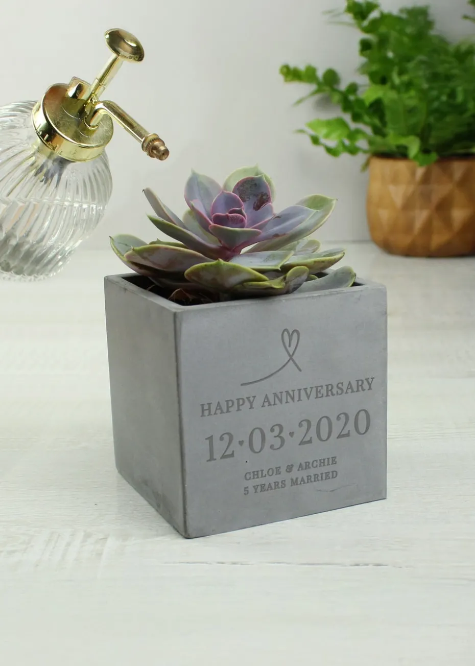Personalised Memento Company Special Date Concrete Plant Pot