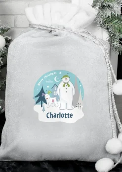 Personalised Memento Company Grey The Snowman and the Snowdog Luxury Pom Pom Sack