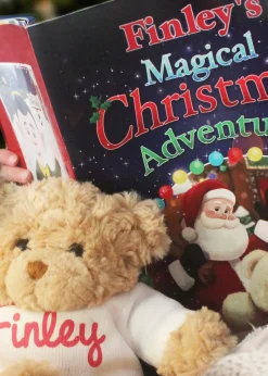 Personalised Memento Company Blue Magical Christmas Adventure Story Book and Teddy Bear