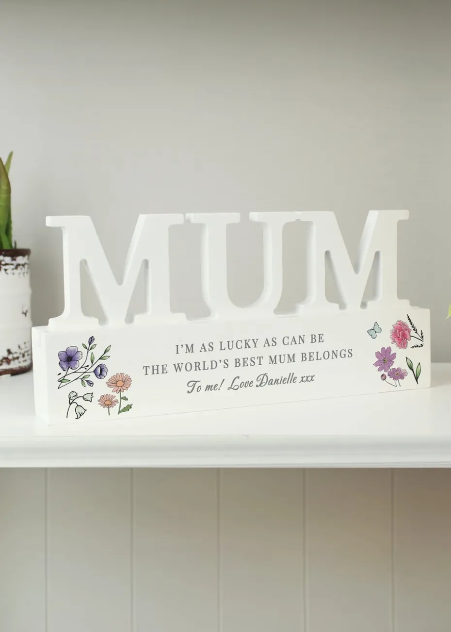 Personalised Memento Company Wildflower Mum White Wooden Ornament
