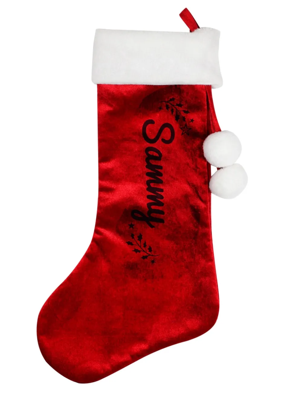 Personalised Memento Company Red Holly Christmas Stocking