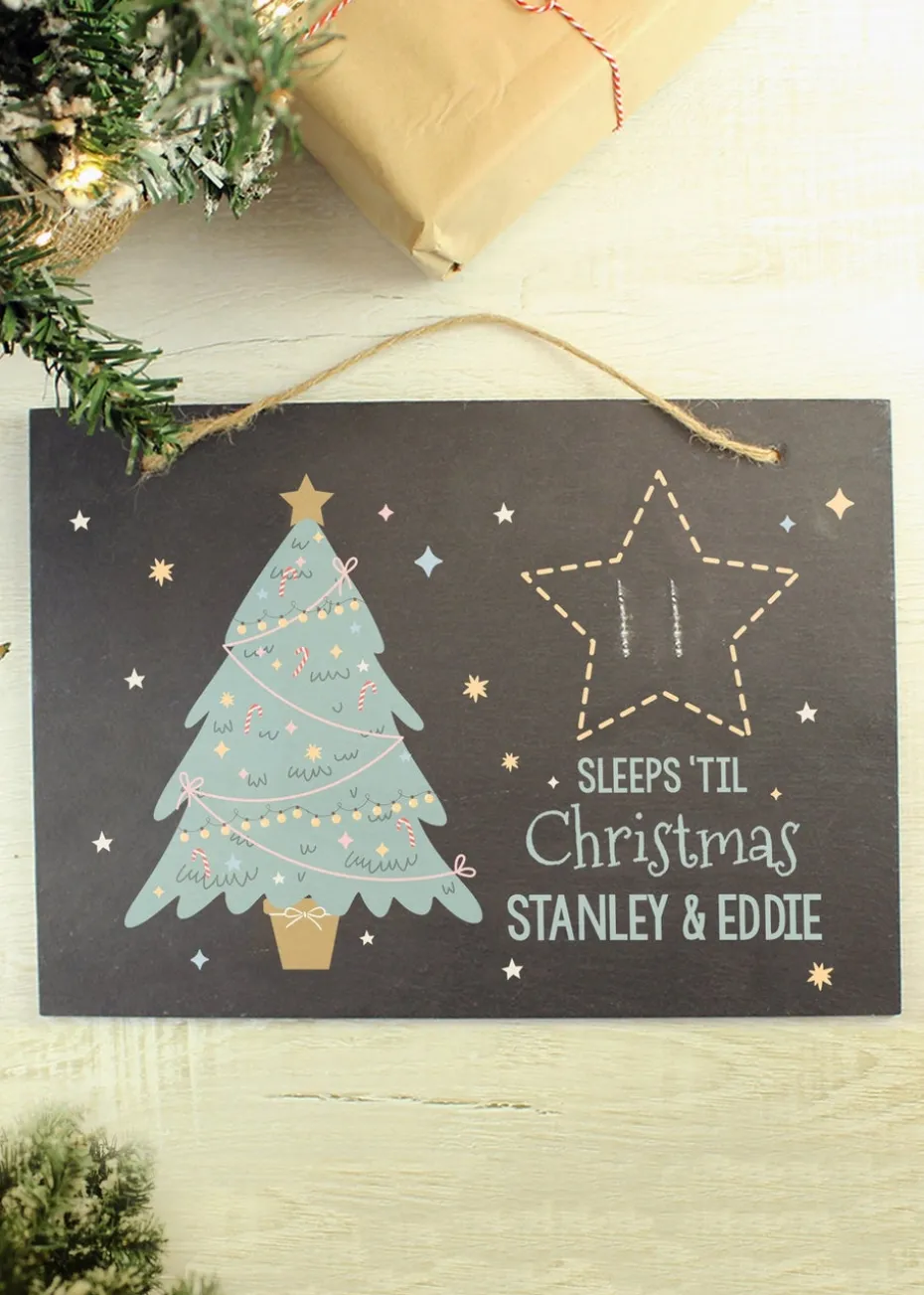 Personalised Memento Company Slate Christmas Chalk Countdown Hanging Large Sign