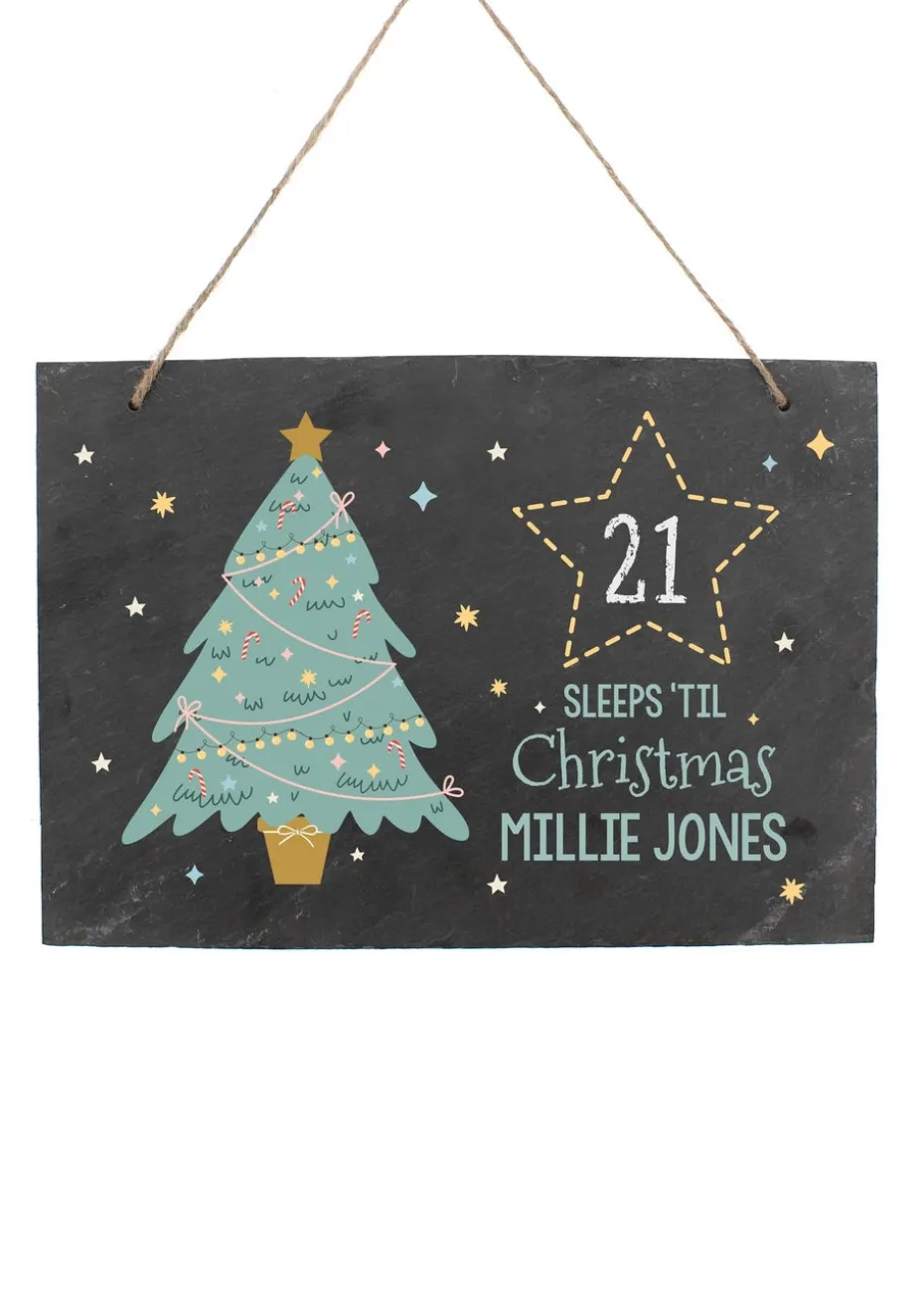 Personalised Memento Company Slate Christmas Chalk Countdown Hanging Large Sign