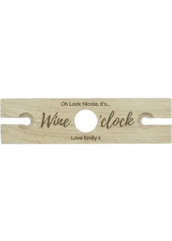Personalised Memento Company Wood Wine O'clock Wine Glass & Bottle Holder