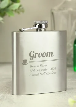 Personalised Memento Company Groom Hip Flask